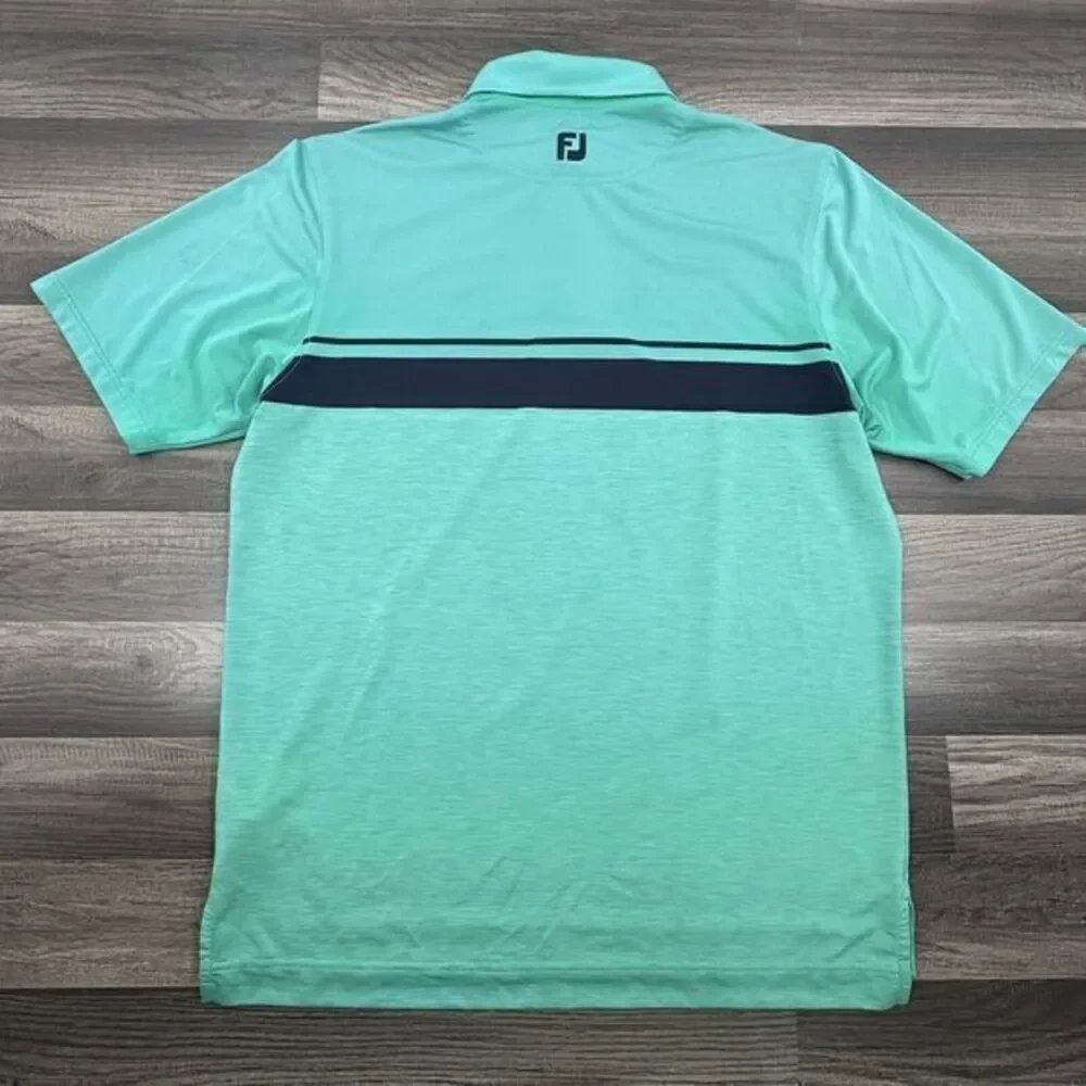 Footjoy FJ Polo Mens Large Falcon Dunes Golf Club Arizona Military Jet Teal Blue - Picture 4 of 8